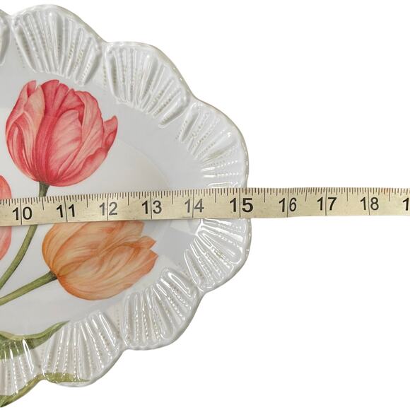Shabby Chic MELAMINE Pink Tulips Flowers Spring 15" Serving Tray Platter NEW - Picture 4 of 6